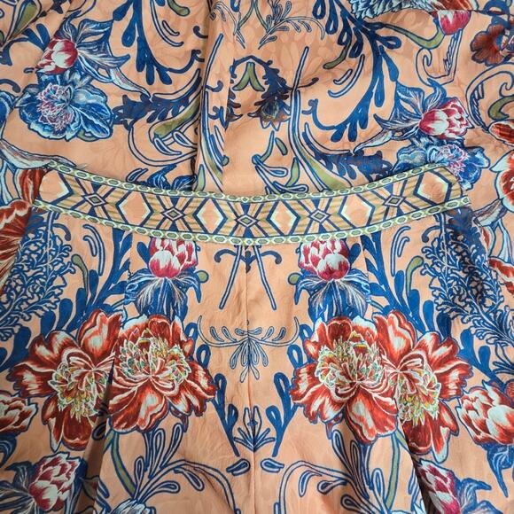 Champagne & Strawberry‎ Brocade Palazzo Pants High Waist Floral Size L - Picture 4 of 11